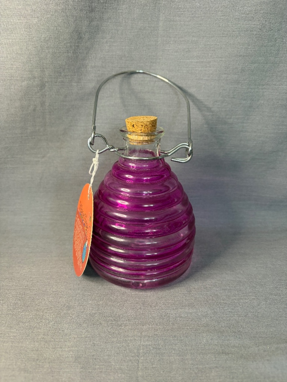 Hanging Outdoor Wasp Trap Garden Ribbed Glass Beehive Pink New 5"